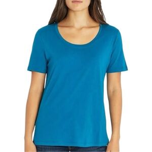 Eddie Bauer Ladies XL Peacock Blue Cotton/Modal Scoop Neck Short-Sleeve Tee